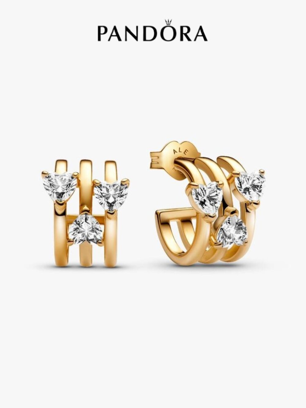 Pandora Triple Heart Hoop Earrings